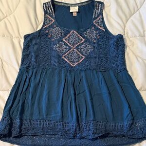 Knox Rose Navy Embroidered Tank Top